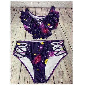 NWT Rosegal Ruffles Planet Galaxy Star Moon Print